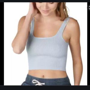 NEW Light Blue Ribbed Square Neckline Crop Top